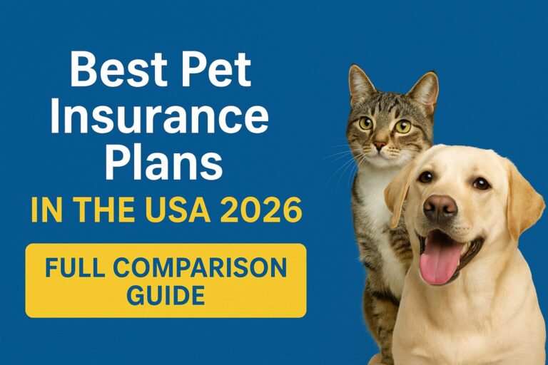 Feature image showing a dog and a cat next to the title Best Pet Insurance Plans in the USA 2026.
