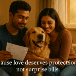 Couple with golden retriever at home, showing emotional safety.