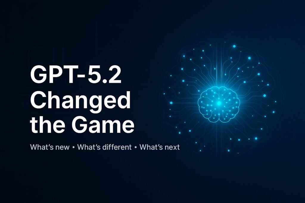 Featured image showing an abstract AI brain with glowing neural connections and the text “GPT-5.2 Changed the Game”, representing OpenAI’s latest GPT-5.2 update and its impact on the future of AI.